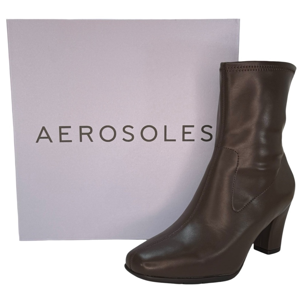 Aerosoles Cinnamon Brown Faux Leather Womens Ankle Boots Size 7.5W - Picture 13 of 13
